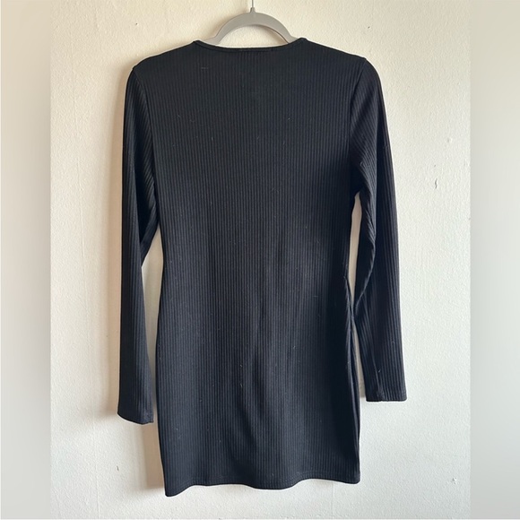 All The Ways Black Ribbed Megan Button-Front Dress size L - Picture 5 of 8